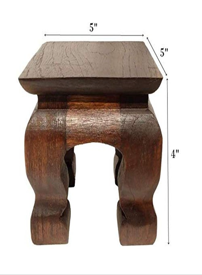 CoziNest Mini Table Buddha Statue Stand Worship Pedestal Furniture Display Stand Wooden Square Shape Solid Thai Handmade Teak Wood Base Holder for Small Little Things Statues Items (W5 x D5 x H4) - Image 5